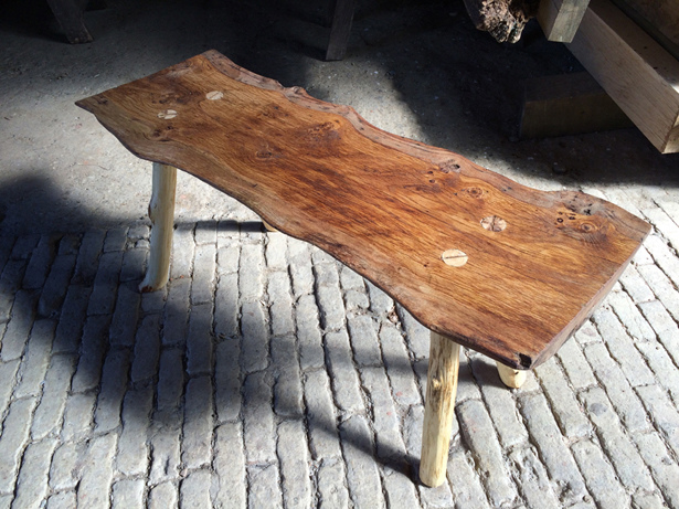 live-edge bench