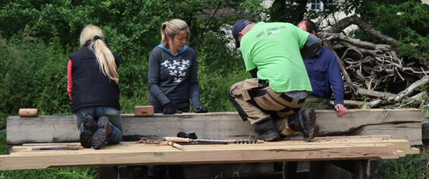 HLF trainees working together on timber frame