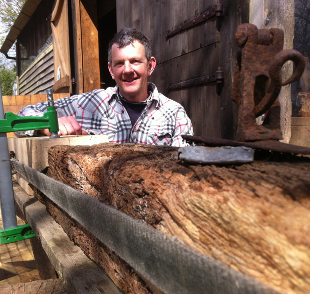 Nick learns timber frame repairs at Orchard Barn